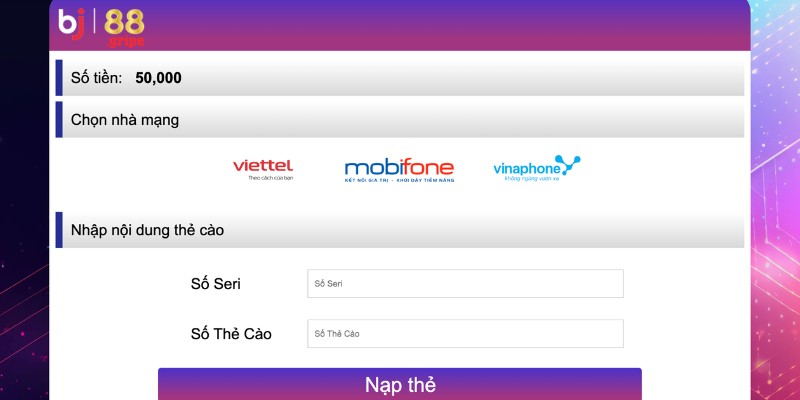 Hướng dẫn nạp tiền vào tài khoản thành viên qua thẻ cào